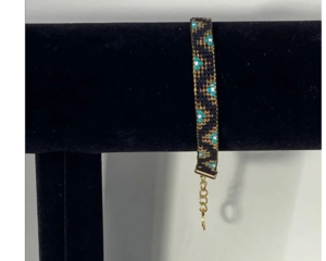  Bracelet with Turquoise ,Black and Gold Beads
