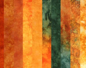 Pumpkin colors of orange and green, hand dyed stash bundle of fat eighths