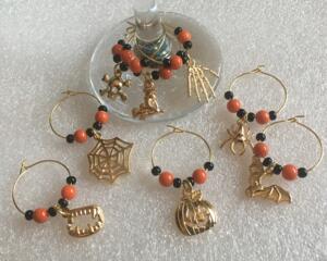 Set of 8 Halloween Glass Markers (Gold)# 220