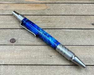 Lightweight aluminum every day carry pen in swirled blue resin