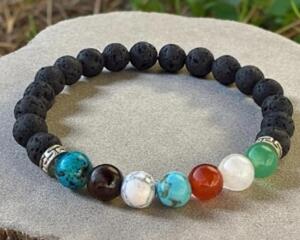 handmade beautiful black lava stretchy bracelet