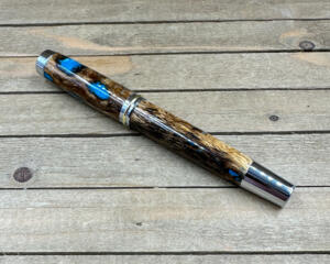 Large Gentleman style rollerball pen made with cholla cactus skeleton and turquoise resin 