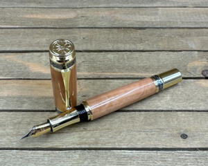 Gold and black titanium large fountain pen