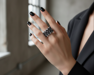 handmade beaded ring with colorful accents