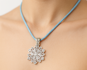 handmade beaded necklace with colorful beads