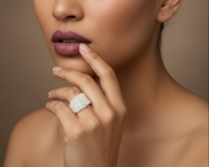 handmade beaded ring with colorful accents