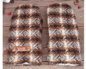 Handmade Pendleton Wool men's regular size mittens, made from soft, durable upcycled wool; winter mittens for men with regular sized hands.