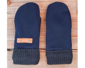 Handmade soft blue wool women's regular mittens, made from warm upcycled wool; fleece lined winter mittens for woman.