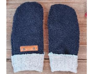 Handmade soft blue fleece women's regular mittens, made from warm upcycled fleece; lined winter mittens for woman.