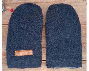 Handmade fluffy blue men's regular mittens, made from soft fleece; cozy winter mittens for men with regular sized hands.