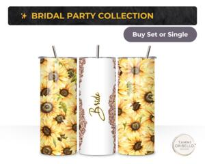 Sunflower bridal party 20 oz stainless tumblers hero

