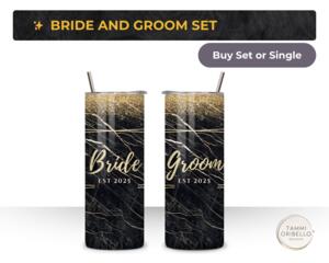 Faux Glitter Look 20 oz stainless tumbler - front and back
