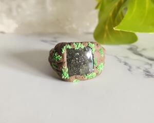 Marcasite Polymer Clay and Stainless Steel Ring
