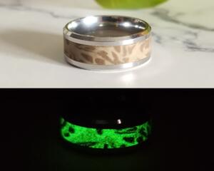 Animal Print Polymer Clay and Stainless Steel Ring Daytime and Nighttime View