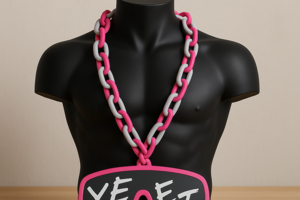 Pink Main Event Jey Uso Yeet Glasses WWE Wrestling Necklace Chain 32" Fan Bling Hype Rally WWF Royal Rumble Wrestlemania Summer Slam