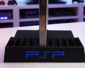 Sony PSP Game Display Stand Vibrant Blue Letter Holder Rack Storage 2000 3000 Retro PlayStation Portable Videogame Gameroom Shelf Collector