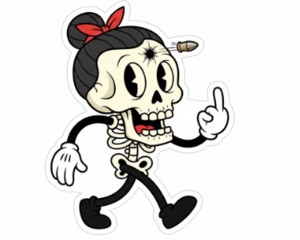 Classic Cartoon Macabre Skeleton Vinyl Sticker