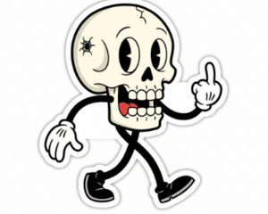 "Dead Attitude" Rubber Hose Skull Sticker
