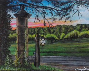 Winery Landscape Painting, "Summer's Evening Guiding Light"