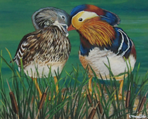 Two Mallard Ducks Painting "This Is Love"