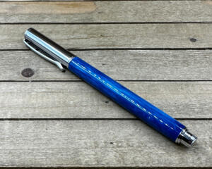 EDC fountain pen in chrome and blue resin