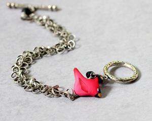 Cardinal Bird Toggle Bracelet