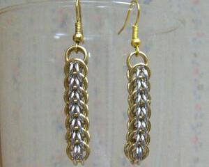 Chainmaille Full Persian Earrings, NuGold and Silver