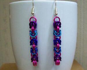 Chainmaille Byzantine Earrings, Assorted Colors