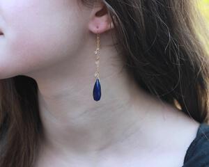 Dark Blue Quartz Teardrop Earrings
