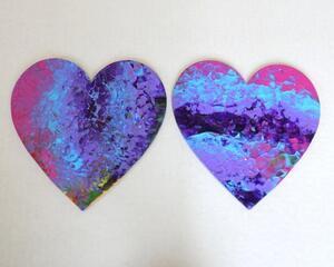 large heart shaped magnetic canvas fridge art in pink, blue and purple by RainbowMaille