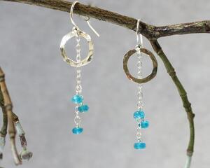 Blue Apatite Hammered Earrings