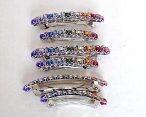 Rainbow helms chain barrettes available in 2 sizes, handmade in the USA by RainbowMaille