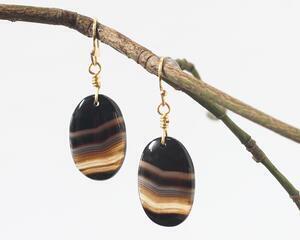 Black Striped Agate Earrings