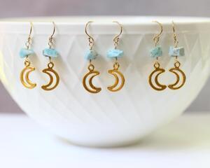 Crescent Moon Raw Stone Earrings