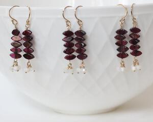 Garnet Drop Earrings Gold Filled