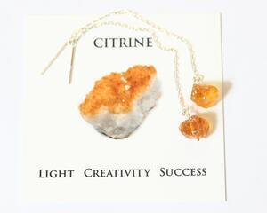 Raw Citrine Threader Earrings