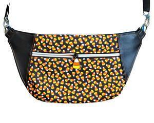 Candy Corn  Fanny Pack bum bag for men or women. Fits most. Black and Orange with Candy Corn zipper Charm