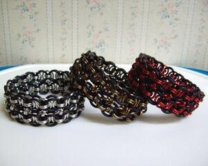 Chainmaille Helm Weave Cuff Bracelet, Stretch, Assorted Colors