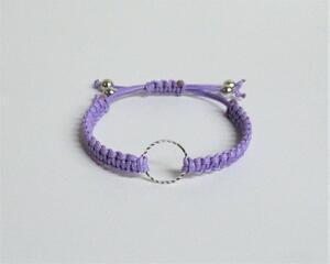 Macrame Bracelet with Silver Textured CIrcle Charm