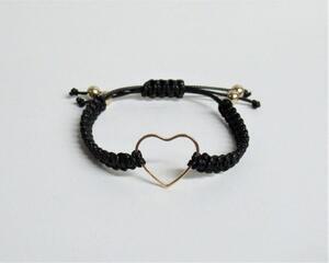 Macrame Bracelet with Gold Medium Heart Charm