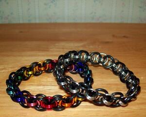 Chainmaille Helm Weave Bracelet, Stretch, Assorted Colors