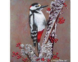 Close up of WoodPecker Painting