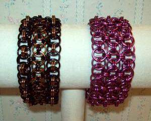 Chainmaille Helm Weave Cuff Bracelet - Triple Row