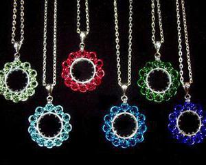 Chainmaille Ferris Wheel Pendant Necklace, Assorted Color Choices