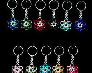 Chainmaille Flower Keychain, Japanese 12 in 1 Style