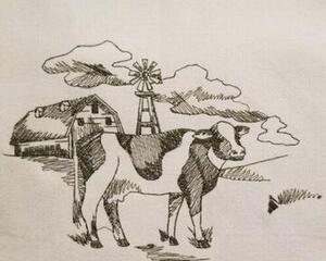 Cow on the Farm Tea Towel