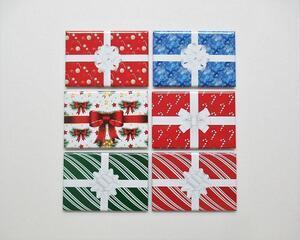 Christmas wrapped presents refrigerator magnets