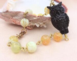 vintage owl beaded bracelet