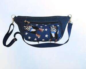 hipster americana Rock Star Dog Fanny Pack for men or women Adjustable strap with Red white and blue lining bum bag