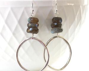 Large Gemstone Hoop Earrings
